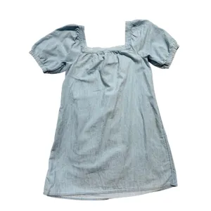 Old Navy Chambray Dress Womens S Light Blue Excellent Puff Sleeve Square Neck thumbnail 5