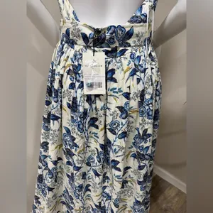 NWT Tuckernuck Lena Midi Dress Size 6 Blue White Floral Belted thumbnail 9