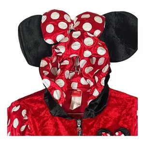 Disney Minnie Mouse Costume Hoodie Adult Small Red Polka‎ Dot 3D Ears Bow Zip Up thumbnail 6