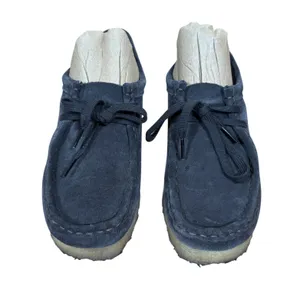 Clarks Originals Wallabee Navy Blue Suede Crepe Sole Moccasin Lace Shoes Women 9 thumbnail 2