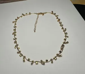 Monet Clear Rhinestone Gold Tone Necklace Signed thumbnail 7