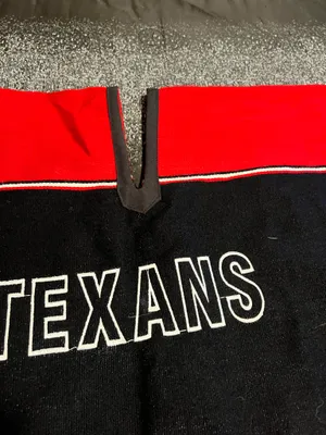 OSFA Houston Texans Striped Poncho- Red/Navy Fringe Gameday Serape thumbnail 5