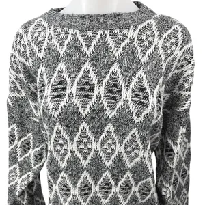 Vintage Poplar Gray Fair Isle Diamond Knit Holiday Christmas Sweater Top Size XL thumbnail 3