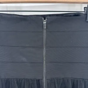 Vera Wang Black Illusion Stripe Strapless Tulle Ribbon‎ Cocktail Midi Dress SZ 6 thumbnail 4