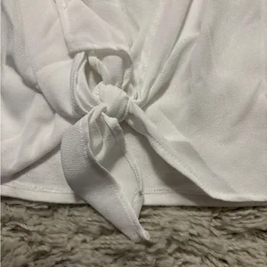 Zara Elegant White Cut Out Tie-Back Blouse Size S thumbnail 6