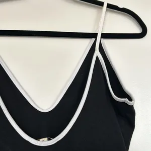 EXPRESS Black Tipped Low Cut Bodysuit, Medium thumbnail 4