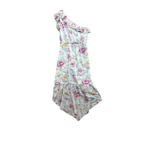 Majorelle Dress Womens Small White Pink Floral Zella Romance One Shoulder Ruffle thumbnail 7