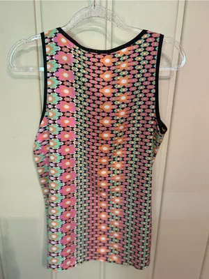 Francesca’s Birdcage Sleeveless Floral Geo Print Tank Top - Black Trim thumbnail 3