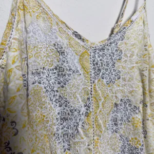 Rachel Zoe Women 100%‎ Cotton Dress S Yellow Paisley Eyelet Mini Boho Cottage thumbnail 5