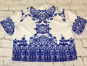 Zaful Porcelain Short Sleeve Crop Top NWT! thumbnail 5