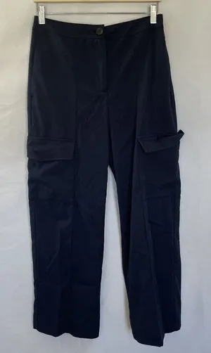 Zara blue cargo pants trousers pockets high waist‎ women's size 6 casual comfort thumbnail 1