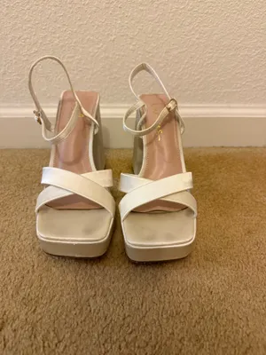 Lulus White Satin Strappy Heels in Size 6 thumbnail 3