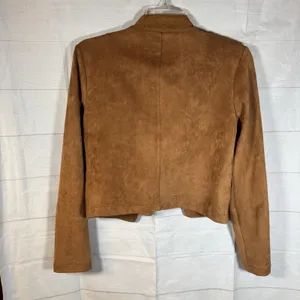 Newbury‎ Kustom Jacket Women's Size S Brown Faux Suede, short, slant zipper thumbnail 2