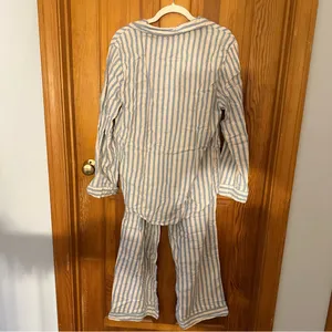 EUC Victoria’s Secret Flannel Pajama Set, Pink & Blue Classic Stripe SmL thumbnail 7
