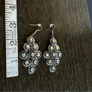 NEW Necklace and earrings Set, AB rhinestones and silver tone metal, custom thumbnail 7