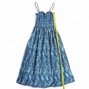 Source Unknown Blue and White Paisley Floral Cotton Sun Dress Fit and Flare Size XS/S thumbnail 5