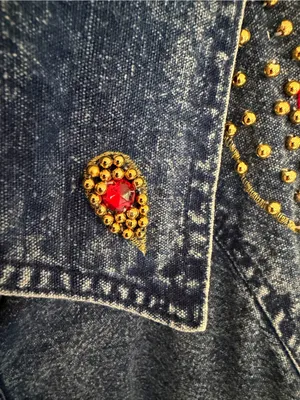 Vintage L.A. Blues Jeweled‎ Studded Denim Tunic Shirt Jacket Size 14-16 thumbnail 5