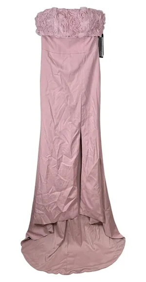 NEW Cocomelody Formal Gown Womens 2? Pale Pink Rosette Strapless Maxi Train Prom thumbnail 1