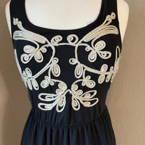 Marineblu Black Maxi Dress with White Embroidery Medium thumbnail 3