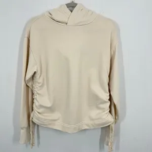 Aerie Women's‎ Size Small Cream Ruched Side Hoodie Sweatshirt Casual Loungewear thumbnail 3