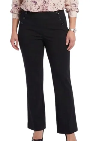 Alfani Black Stretch Button Detail Bootcut Slacks Trousers size M Professional thumbnail 1