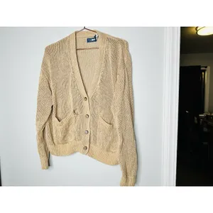 POLO RALPH LAUREN Brown Linen Knit Button Front Cardigan Sweater Size Large thumbnail 4