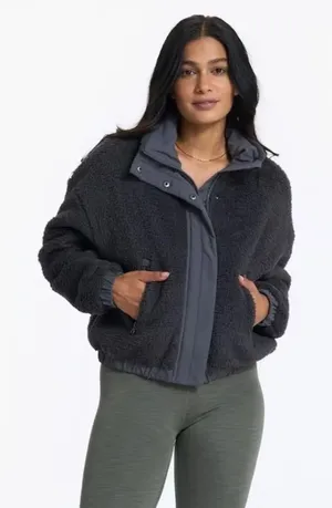 Vuori | Women's Alpine W Cozy Black Full Zip Fleece Funnel Sherpa Jacket, XL thumbnail 1