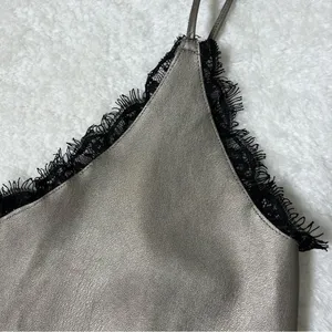 Zara Faux Leather Lace Trim Knit Back Cami thumbnail 5