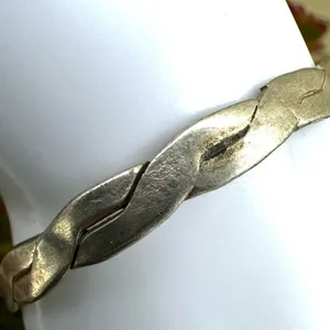 Silver tone braided bangle bracelet thumbnail 4