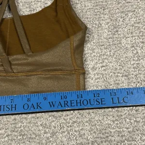Lululemon Energy Bra Womens 4 Long Line Shine Foil Gold Strappy Athletic W2BXKS thumbnail 4