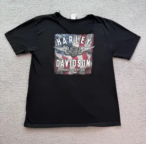 Harley Davidson Crystal River Florida Bulldog Motorcycle T Shirt XL Made in USA thumbnail 1
