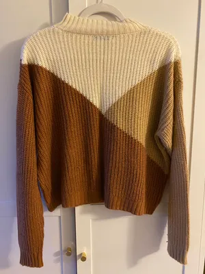 Shein Neutral Tan Brown White Pattern Sweater thumbnail 2