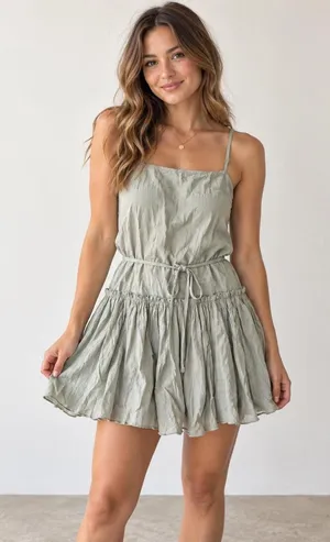 NWT Newbury Kustom Sage Ruffle Mini Dress Size Small thumbnail 1