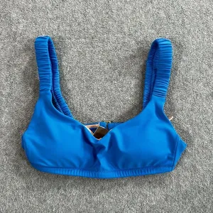 J Crew Scrunchie-strap Squareneck Bikini Swim Top Women's XXS Blue New BM431 thumbnail 1