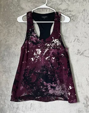 Rag & Bone Silk Racerback Tank Top Women’s Small Purple Abstract Print Y2K Indie thumbnail 1
