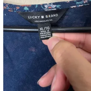 Lucky Brand Blue Floral Pattern Long Sleeve‎ Blouse XL thumbnail 5