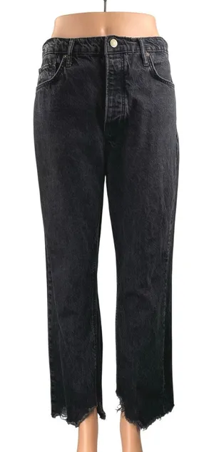 Free People We The Free High Rise Raw Hem Frayed Straight Leg Denim Jeans Sz 28 thumbnail 1