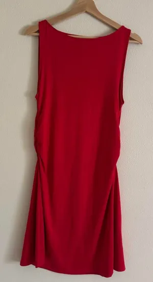 H&M Divided Red Ruched Side Sleeveless Fit & Flare Mini Dress L Y2K Party thumbnail 1