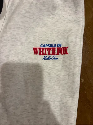 White Fox Boutique Light Gray Pajama Sweatpants with Red Logo thumbnail 2