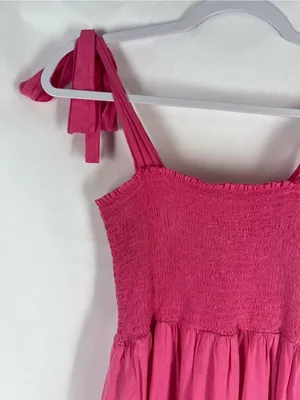XiRENA Lorraine Pink Smocked Tie Strap Cotton Maxi Dress XS thumbnail 3