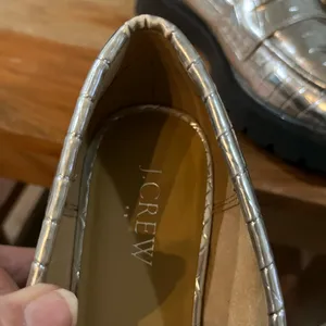 J. Crew Womens Winona Lug Sole Silver Croc-Embossed Penny Loafer Sz 8.5 thumbnail 10