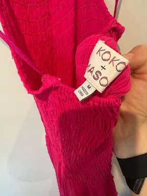 Koko + Maso Hot Pink Smocked Halter Neck Maxi Dress Size M thumbnail 4