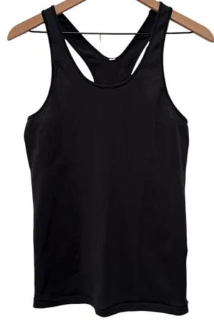 Lululemon Reveal Racerback Tank Top Women Sz 10 Black Mesh Athletic Workout Gym thumbnail 1