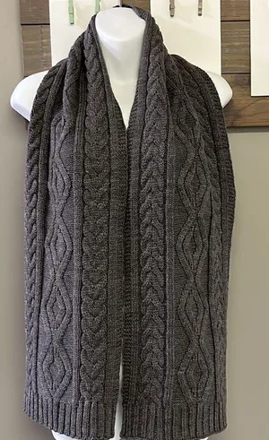 Source Unknown Dark Gray Cable knit Winter Acrylic Scarf- Unisex thumbnail 1