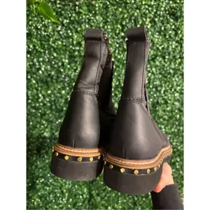 NWOT Free People Atlas Puffer Rivet Chelsea Boots in Black & Gold Sz. US 8 thumbnail 5