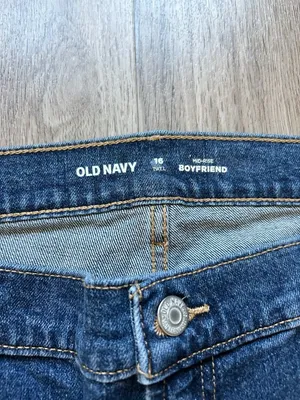 Old Navy Women's Mid Rise Boyfriend Dark Wash Jeans Size 16 Tall NWT thumbnail 5