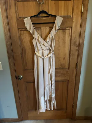 Show Me Your MuMu tan Champagne beige Satin High-Low Dress Size medium thumbnail 11