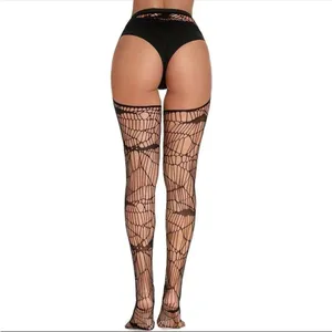 Black Bat Fishnet Suspender Tights Hollow Out High Waist Mesh Pantyhose One Size thumbnail 14