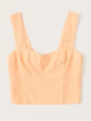 Abercrombie & Fitch Apricot Linen Blend Corset Crop Top Medium thumbnail 1