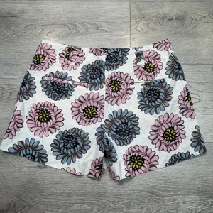 Ann Taylor LOFT‎ Women Floral Linen Blend Shorts Size 00 Pink Blue Summer thumbnail 2